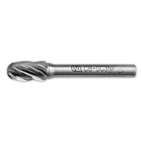 Continental Abrasives SC-3 Aluminum Cut Cylindrical With Ball Nose Tungsten Carbide Burr for Non-Ferrous Materials CB-SC3NF